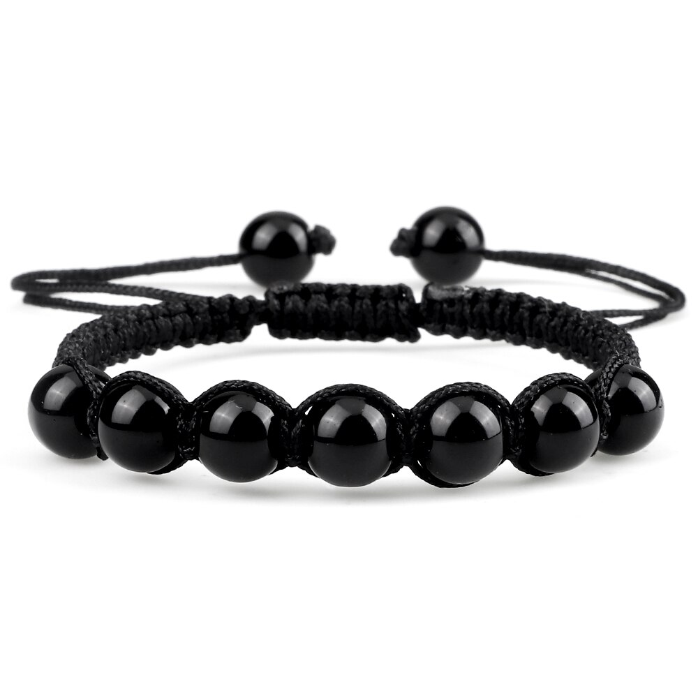 Pulsera Cuarzo Onix Tejida Unisex + Estuche 